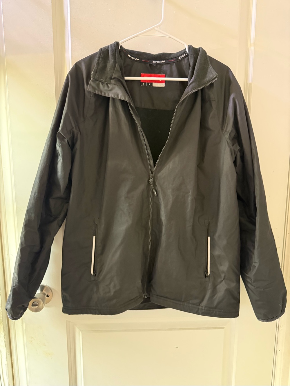 CCM Men's Black Windbreaker Jacket with Zip Pockets